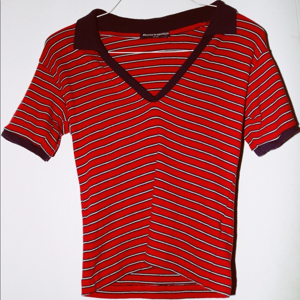 Brandy Melville Red striped shirt❤️💙 *NEVER WORN*